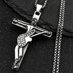 Cross Jesus Crucifix Silver Pendant Guitar Punk
