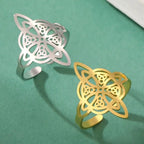 LIKGREAT Hollow Trinity Witch Knot Adjustable Ring for Women Men Stainless Steel Celtics Knot Amulet Couple Jewelry BirthdayGift