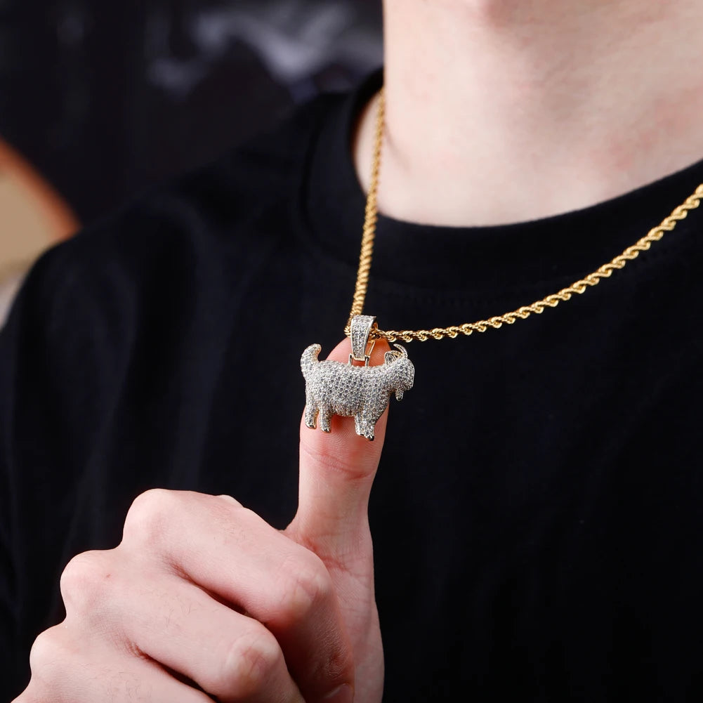 Goat Head Pendant Necklace with 30in Chain Length