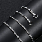 3MM Stainless Steel Twisted Rope Chain Necklaces For Men Women Hip Hop Titanium Steel Choker Fashion Party Jewelry