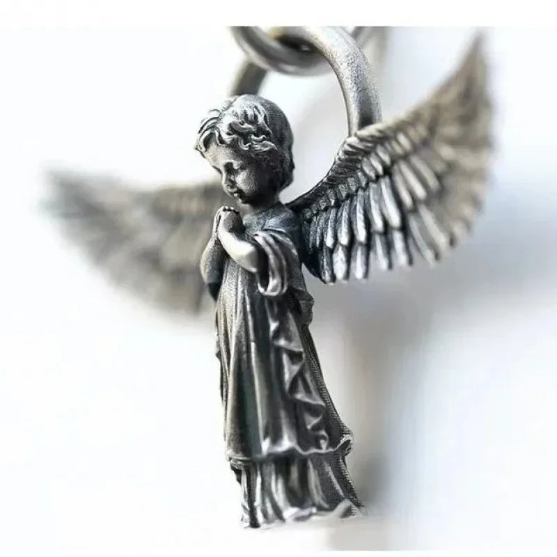 Cat Wings Animal Pendant Necklace — Silver