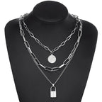 Fashion Chain Link Choker Heart Lock Cross Necklace Pendant For Women Men Silver Color Goth Jewelry Party Punk Long Necklaces