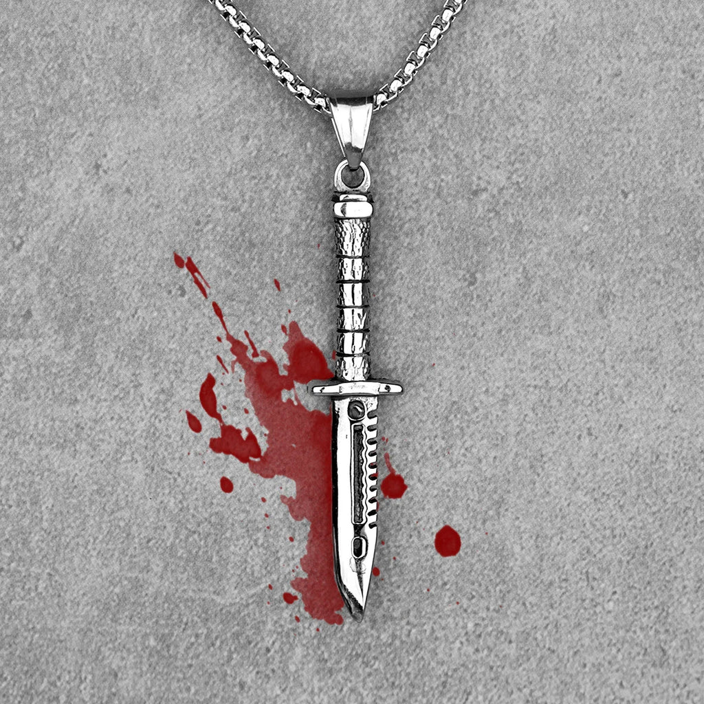 Knife Mens Long Necklaces Pendants Chain Punk Hip Hop Cool for Boy Male Stainless Steel Jewelry Creativity Gift Wholesale