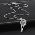 HIPEE Trendy Zinc Alloy Shiny Crystal Tennis Racket Pendant Necklace for Women Girls Sports Series Charm Necklaces Party Jewelry