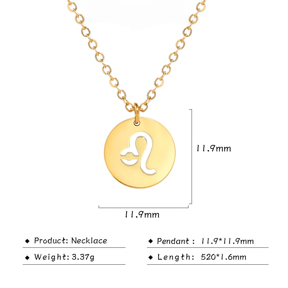 Kkjoy Stainless Steel Star Zodiac Sign Necklaces 12 Constellation Choker Pendants Necklace Aries Libra Leo Collier Birthday Gift
