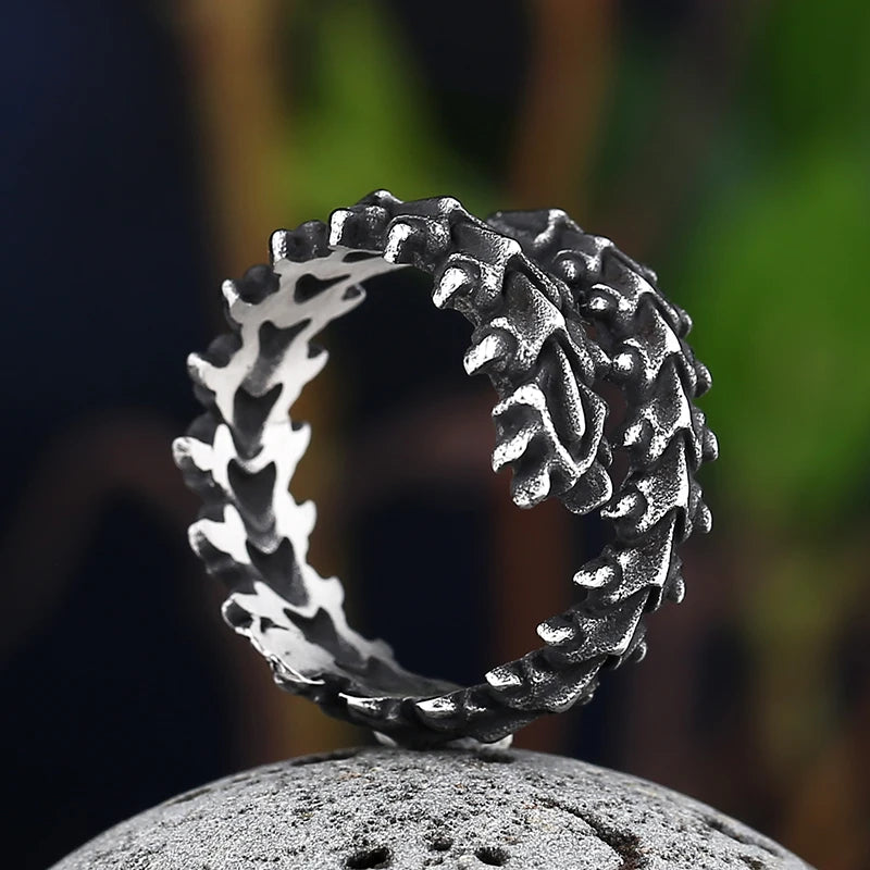 316L Stainless Steel Vintage Creative Spine Ring Opend Ring Dragon Bone Anels For Man Women Jewelry For Best Friend Gift
