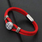 Pirate Style Nautical Compass Bracelet With Strong Magnetic Buckle Vintage Viking Bilayer Milan Rope Wrap Braslet Gift