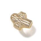 Iced Out Cross Ring for Men and Women — Two-Tone CZ Pave