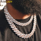 New 19mm Fashion CZ Miami Cuban Chain Heavy Necklace Two Tone Color Iced Out Bling Cubic Zirconia Necklaces Men Hip Hop