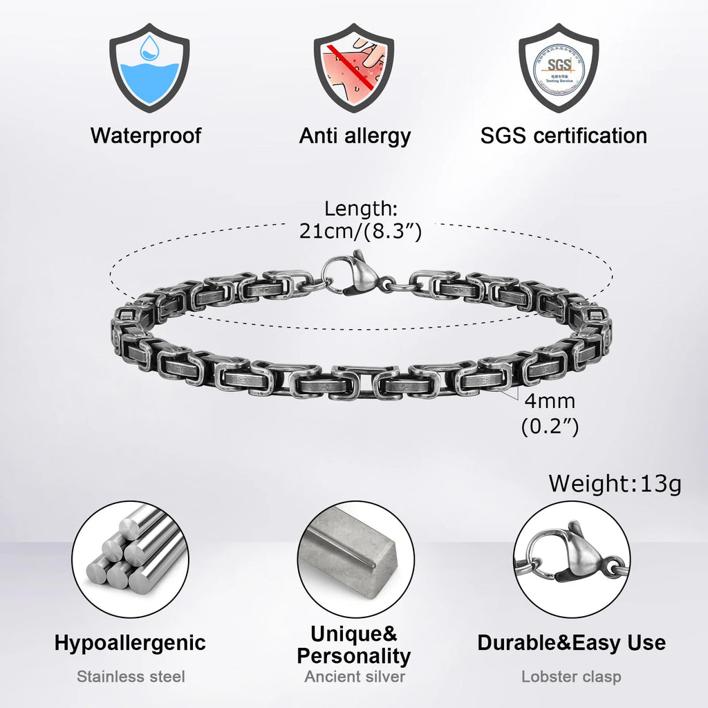 Byzantine Retro Chain Bracelet 4mm — Stainless Steel