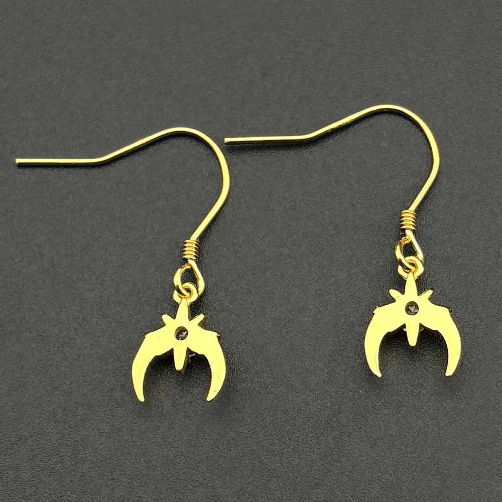 Star Moon Two-Tone Earrings Sterling Zircon Crescent