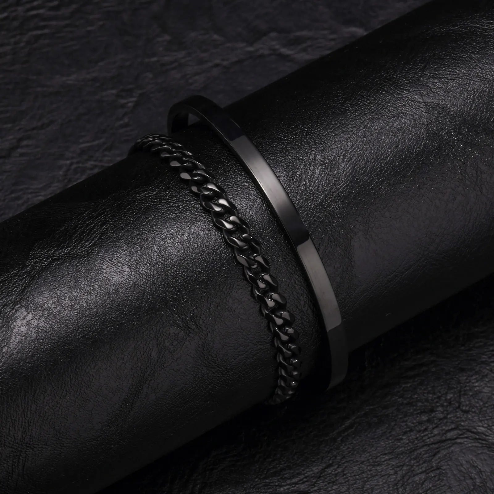 Cuff Bangle Bracelet Set — Stainless Steel