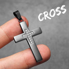 Cross Gemstone Pendant — Stainless Steel