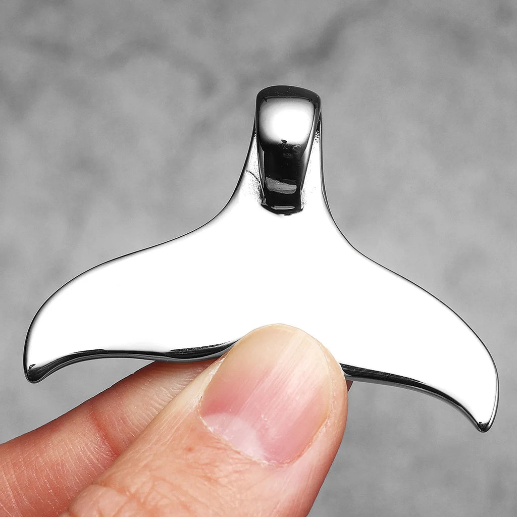 Retro Viking Whale Tail Men Necklace With Pendant Stainless Steel Jewelry For Male Women Punk Carving Accessories Gift Wholesale