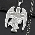 Archangel St.Michael Protect Us Cross Pendant Necklace for Women Men Stainless Steel Gold Color Saint Michael Chain Jewelry
