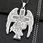 Archangel St.Michael Protect Us Cross Pendant Necklace for Women Men Stainless Steel Gold Color Saint Michael Chain Jewelry