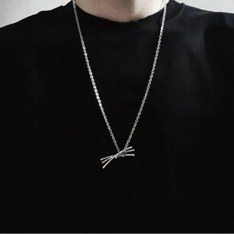 Cool Necklace Roronoa Zoro Three Knife Pendant Cosplay Anime Three Swords Flowing Pendant Vintage Samurai Sword Pendant