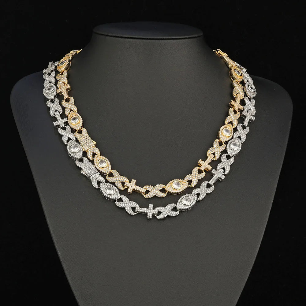 Cross Chain Necklace Iced Out Eye CZ Diamond