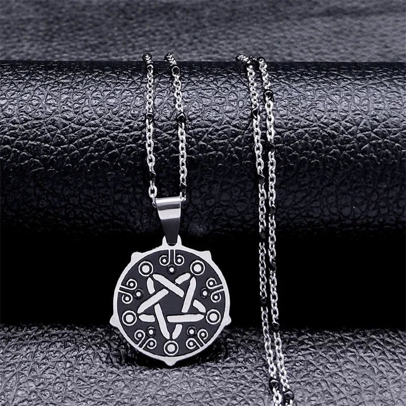 Steel Pendant Dark Enamel Transgender Symbol Triangle