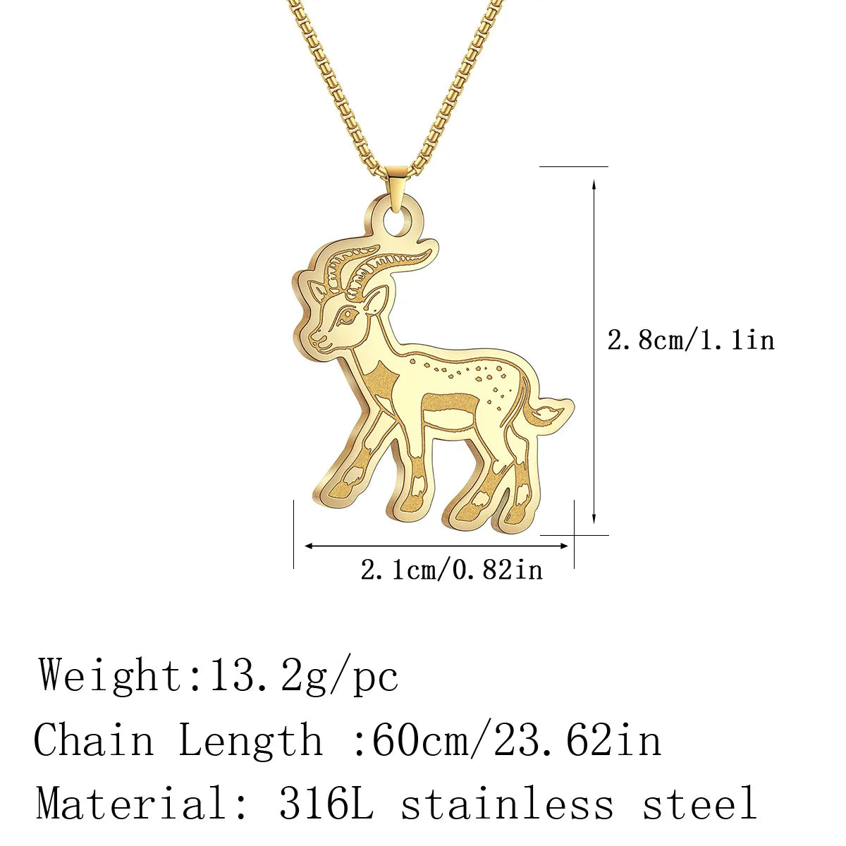 Kinitial Cute Goat Stainless Steel Necklace Chinese Culture Animal Zodiac Sheep Necklace Men Women Memorial Jewelry