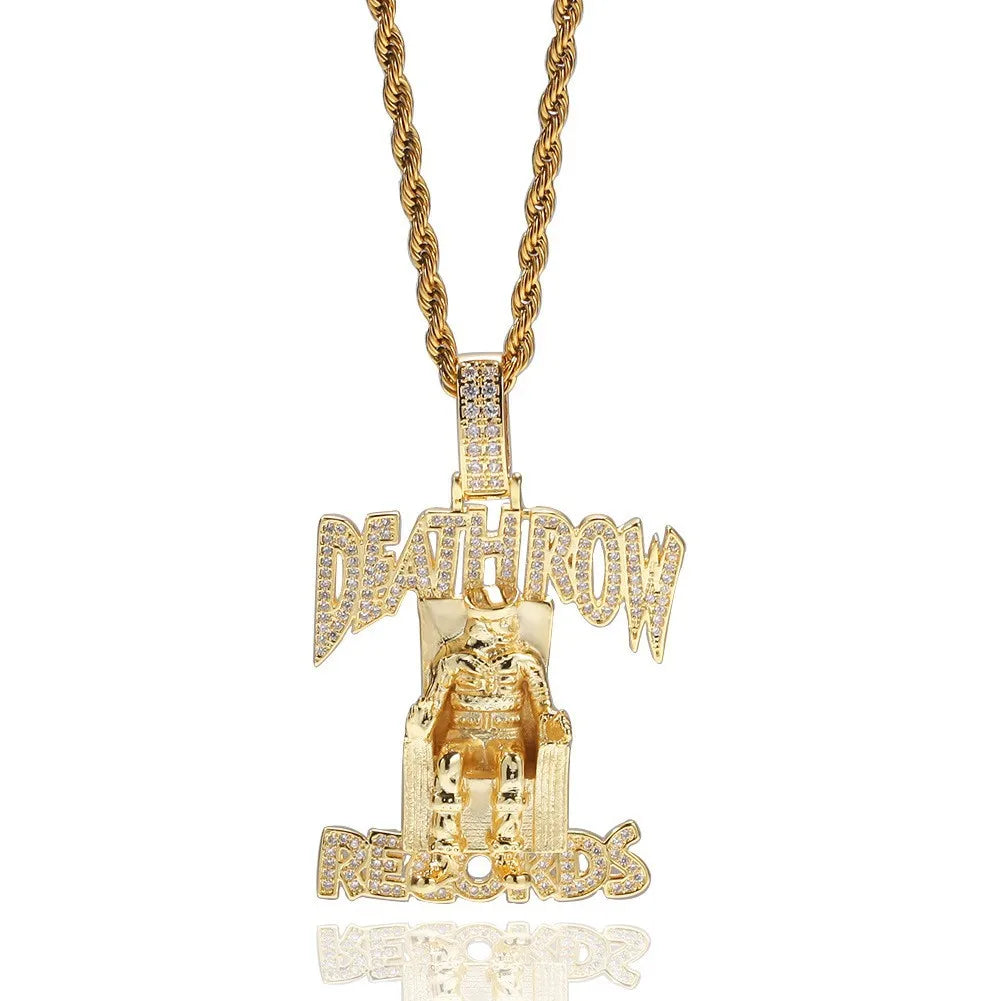 Deathlow Records Prisoner Necklace Stainless Steel Men's Fashionable Jewelry Hip-hop Rock Iced Out Pendant Party Gift