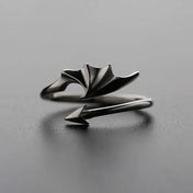 Gothic Angel & Devil Wings Open Ring — Vampire, Black & Silver