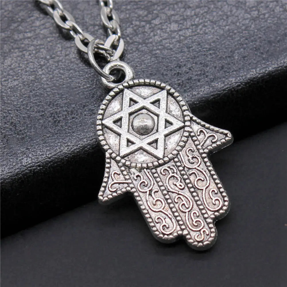 Hand and Eye Talisman Amulet Necklace — 43cm Chain