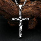 Cross Jesus Steel Pendant Vintage 316L Religious