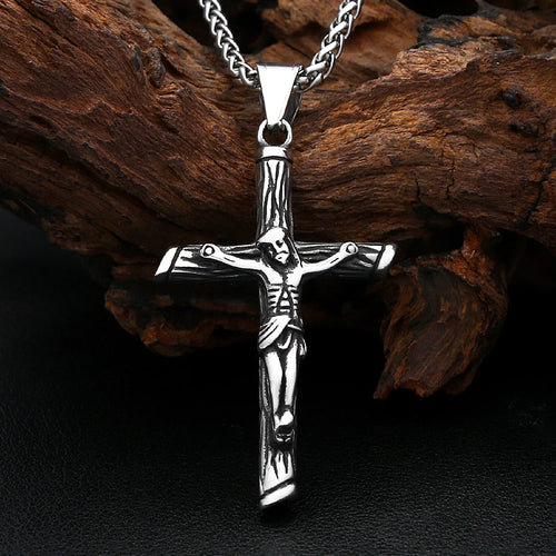 Cross Jesus Steel Pendant Vintage 316L Religious