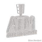 Iced Out Bling Letters ATM Addicted To Money Pendant Necklaces Gold Color AAA Zircon 5mm Tennis Chain Men's Hip Hop