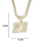 2026 Hip Hop Number 23 Pendant Necklace 4mm Rhinestone Tennis Chain Sparkling Punk Jewelry for Men Women Fashion Accessory Gift