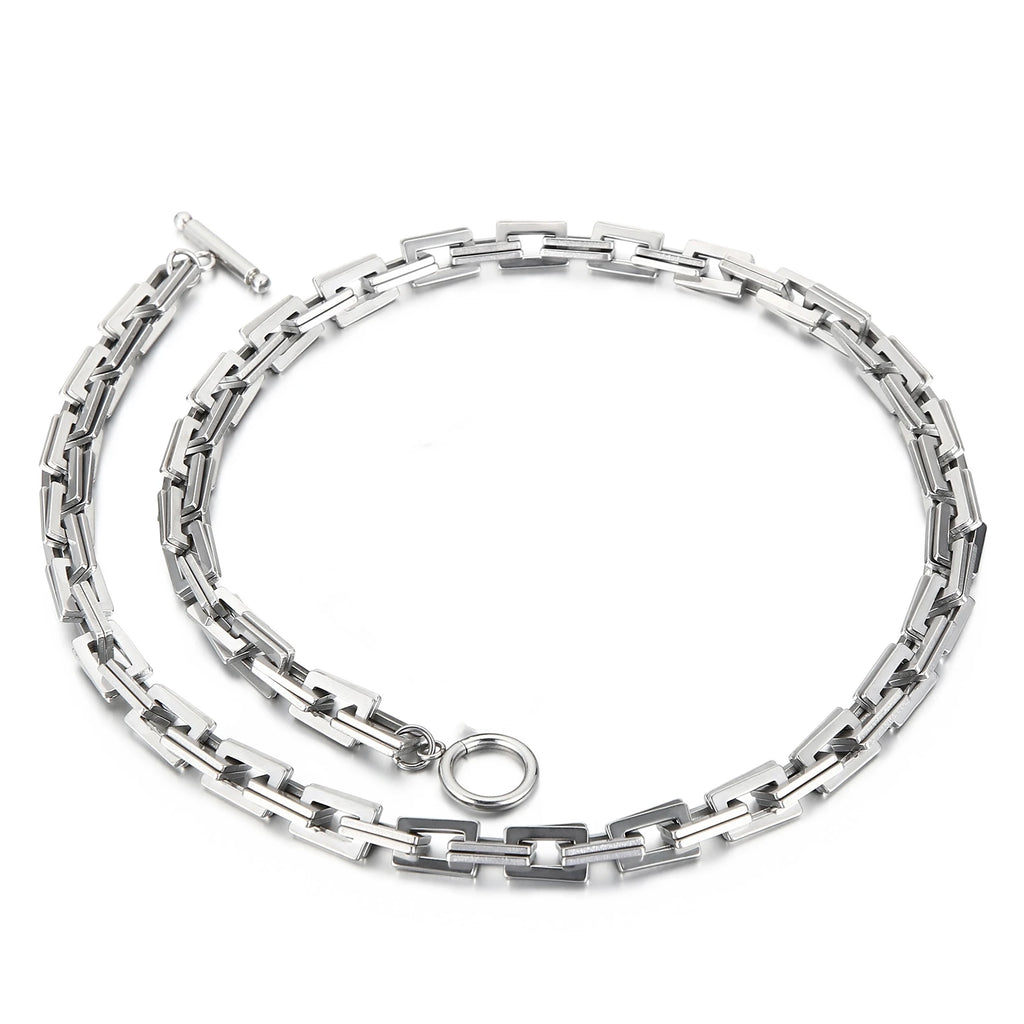 7mm Stainless Steel Chain Blade Link Chains Chokers Necklace For Mens Jewelry Silver Plated Solid Metal Fashion Jewelry