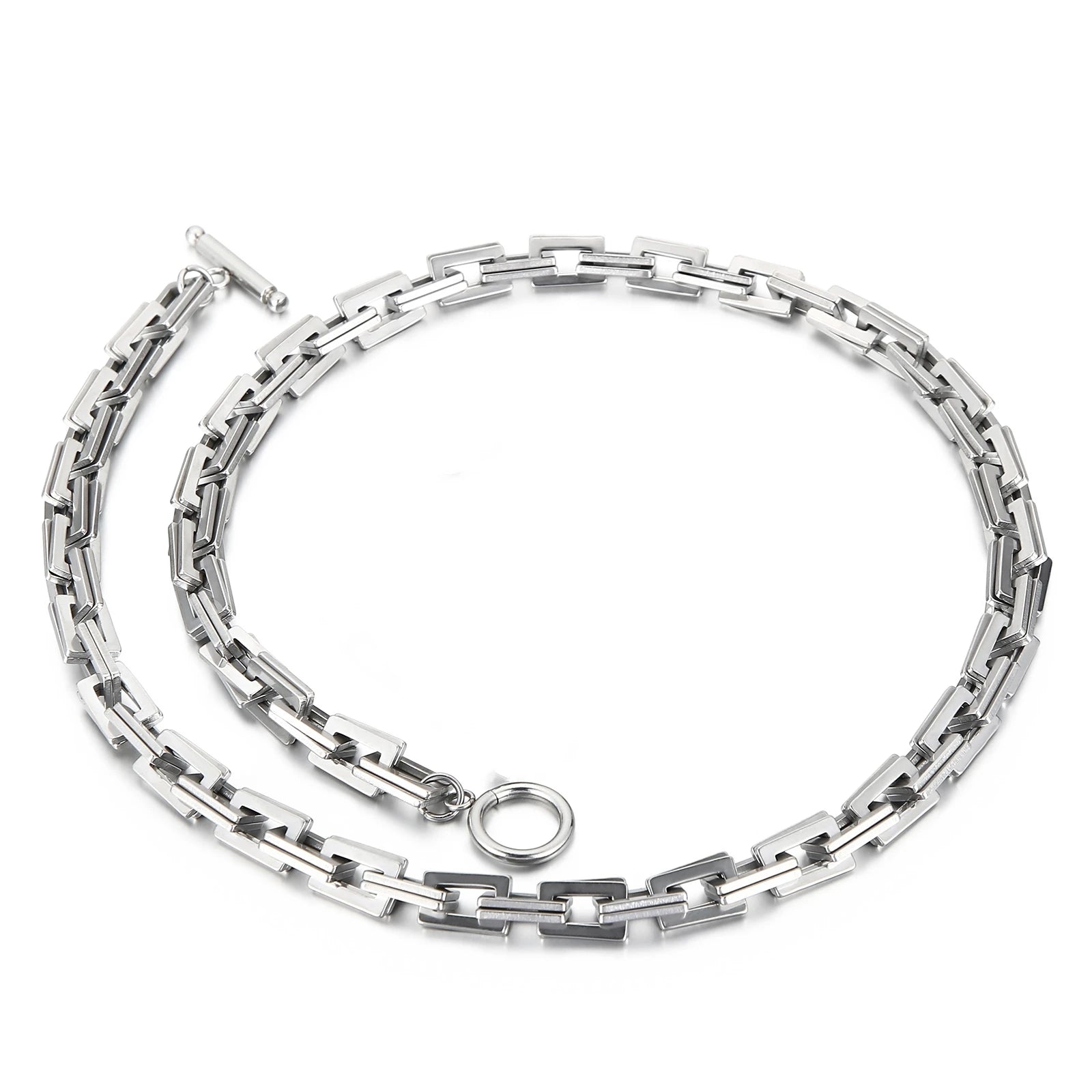 7mm Stainless Steel Chain Blade Link Chains Chokers Necklace For Mens Jewelry Silver Plated Solid Metal Fashion Jewelry