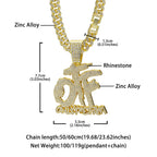 Hip Hop Fashion English Letter OTF Pendant Cuban Chain Necklace,  Suitable For Daily Wear By Men And Women , Rock Party Jewelry