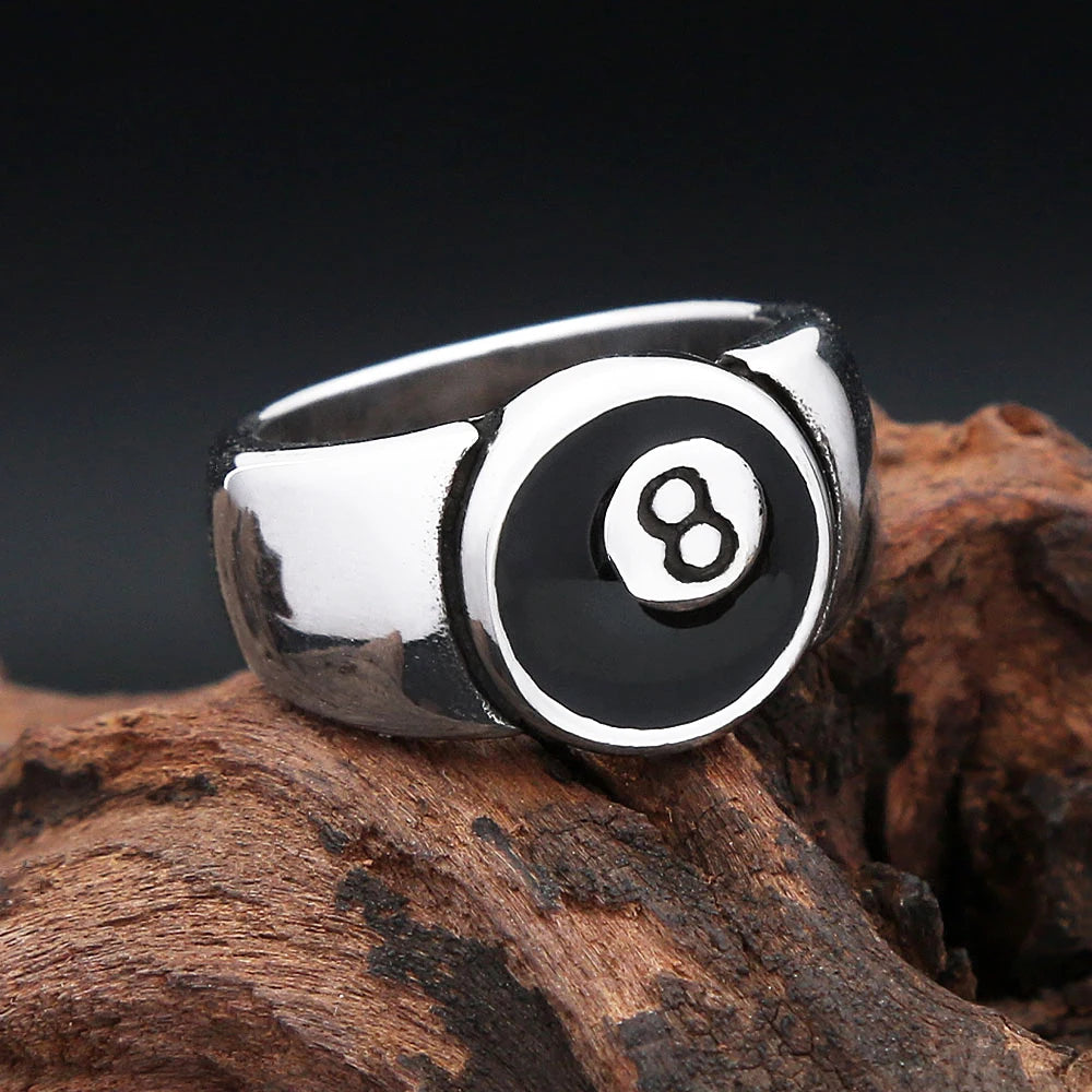 Black Ring Punk Number Rock Eight Billiard Ball