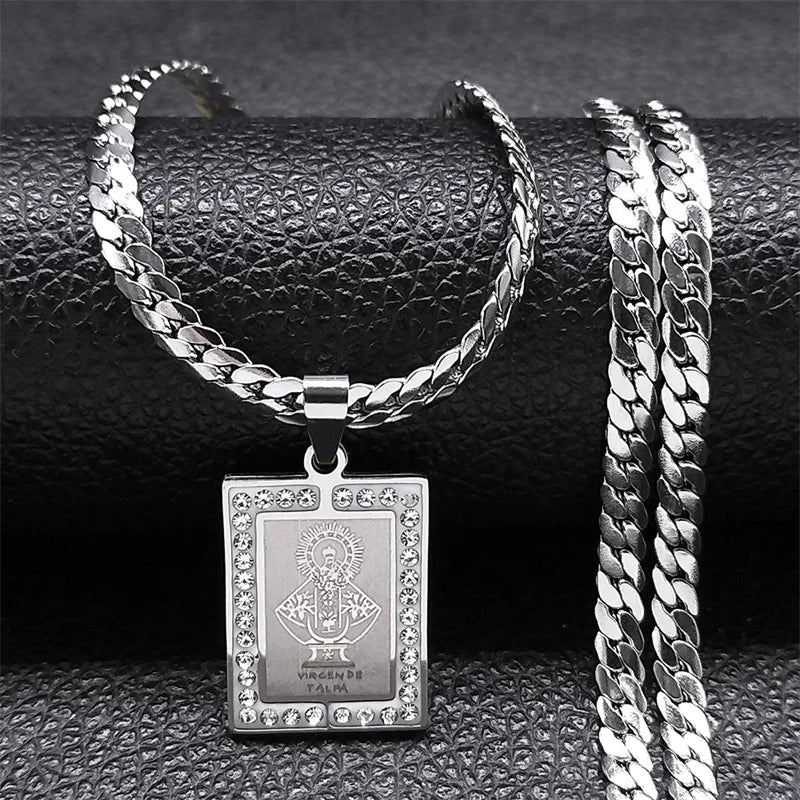 Crystal Lord's Prayer Cross Pendant — SS