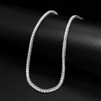 Hiphop S925 Silver 2mm Moissanite Tennis Chain Necklace for Women Men Miami Iced Out Bling Moissanite Diamond Link Necklaces Gra