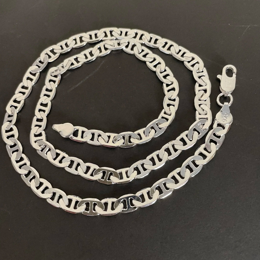 925 Sterling Silver Necklace 6mm Side Z-Shaped Necklace for Men and Women Jewelry Gift 45-60cm