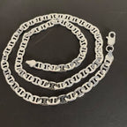 925 Sterling Silver Necklace 6mm Side Z-Shaped Necklace for Men and Women Jewelry Gift 45-60cm
