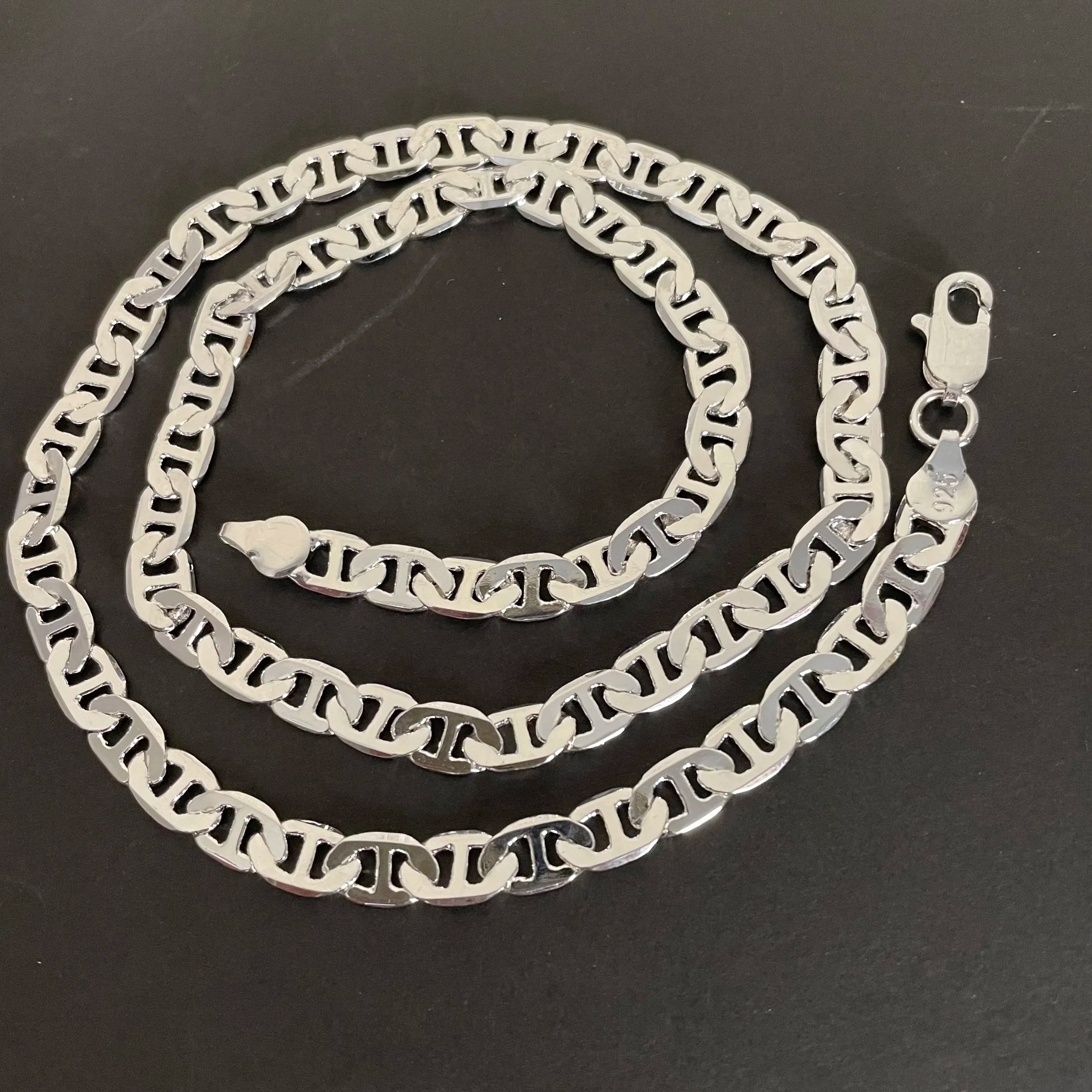 925 Sterling Silver Necklace 6mm Side Z-Shaped Necklace for Men and Women Jewelry Gift 45-60cm