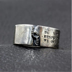 S925 Sterling Silver Rings for Men New Fashion Half Face Skull-head Lettering Pure Argentum Punk Jewelry Amulet Wholesale