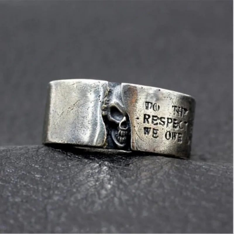 S925 Sterling Silver Rings for Men New Fashion Half Face Skull-head Lettering Pure Argentum Punk Jewelry Amulet Wholesale