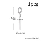 Vnox Stainless Steel Black Onyx Sword Huggie Hoop Earrings Punk Rock Dangle Earring for Men Women Couples Trendy Gothic