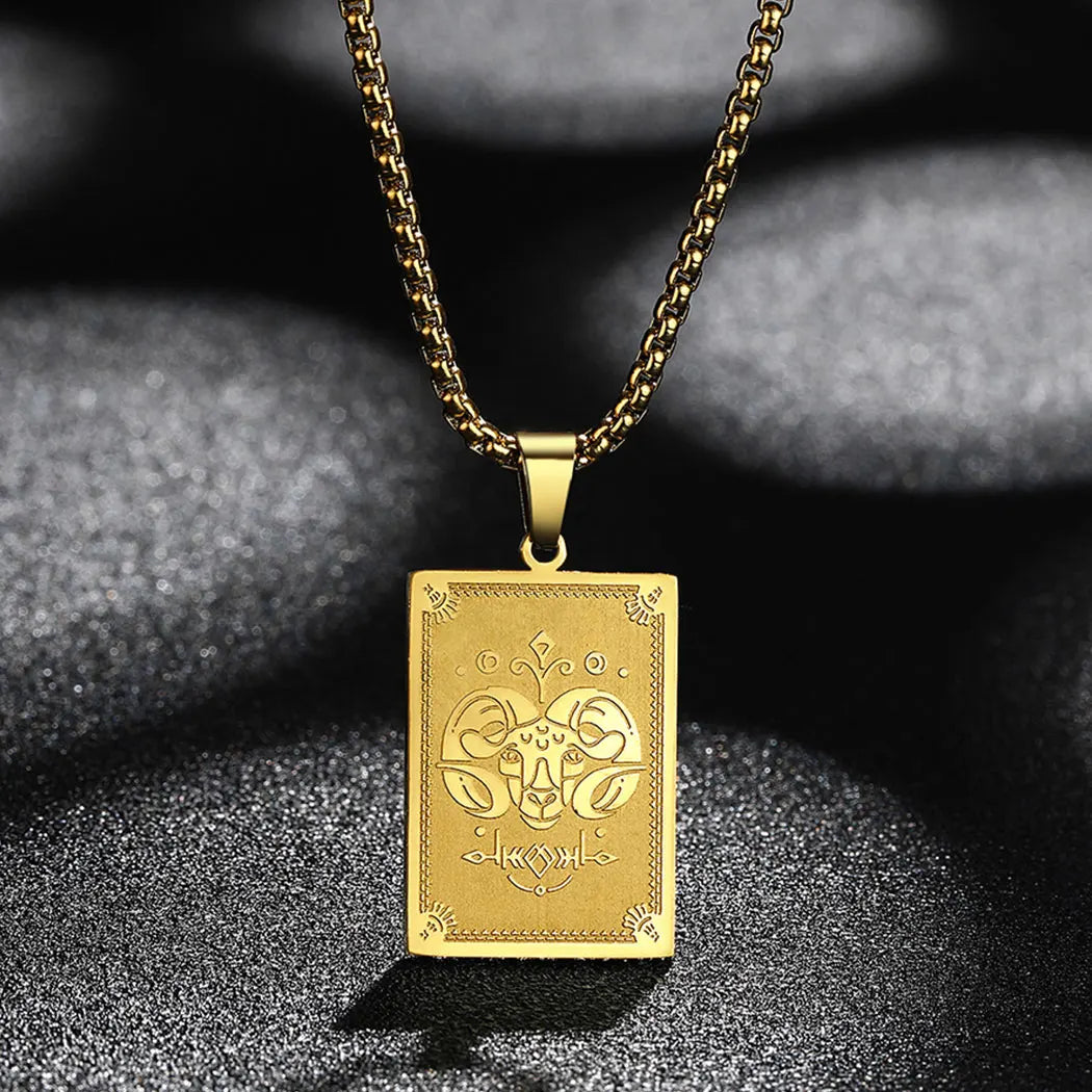 Zodiac Sign Capricorn Pendant Necklace for Women Men 12 Constellation Jewelry Choker Charm Chain Birthday Gift Female Collar