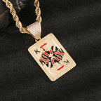 ‌Trendy Poker Dice Pendant Necklace Brass with Zircon Stones Hip Hop Jewelry for Women Men Popular Gift