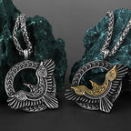 YQ Viking Crow 316L Stainless Steel Pendant Necklace For Men Punk Pirate Chain Jewelry Accessories