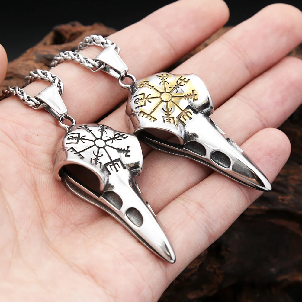 Viking Raven Stainless Steel Pendant Necklace