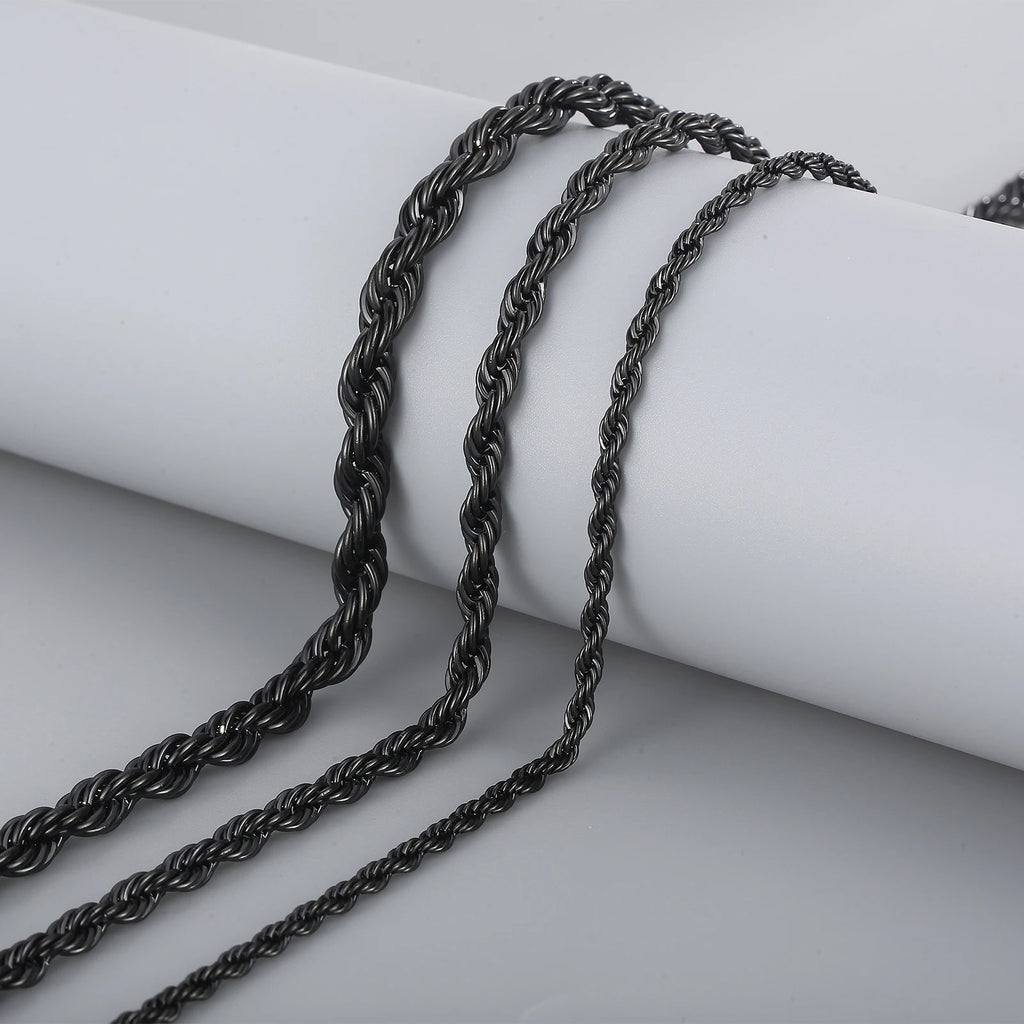 4/6/8mm Width Long Stainless Steel Minimalist Twist Rope Chain Necklace For Men Available in Gold Color Jewelry