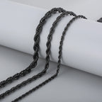 4/6/8mm Width Long Stainless Steel Minimalist Twist Rope Chain Necklace For Men Available in Gold Color Jewelry