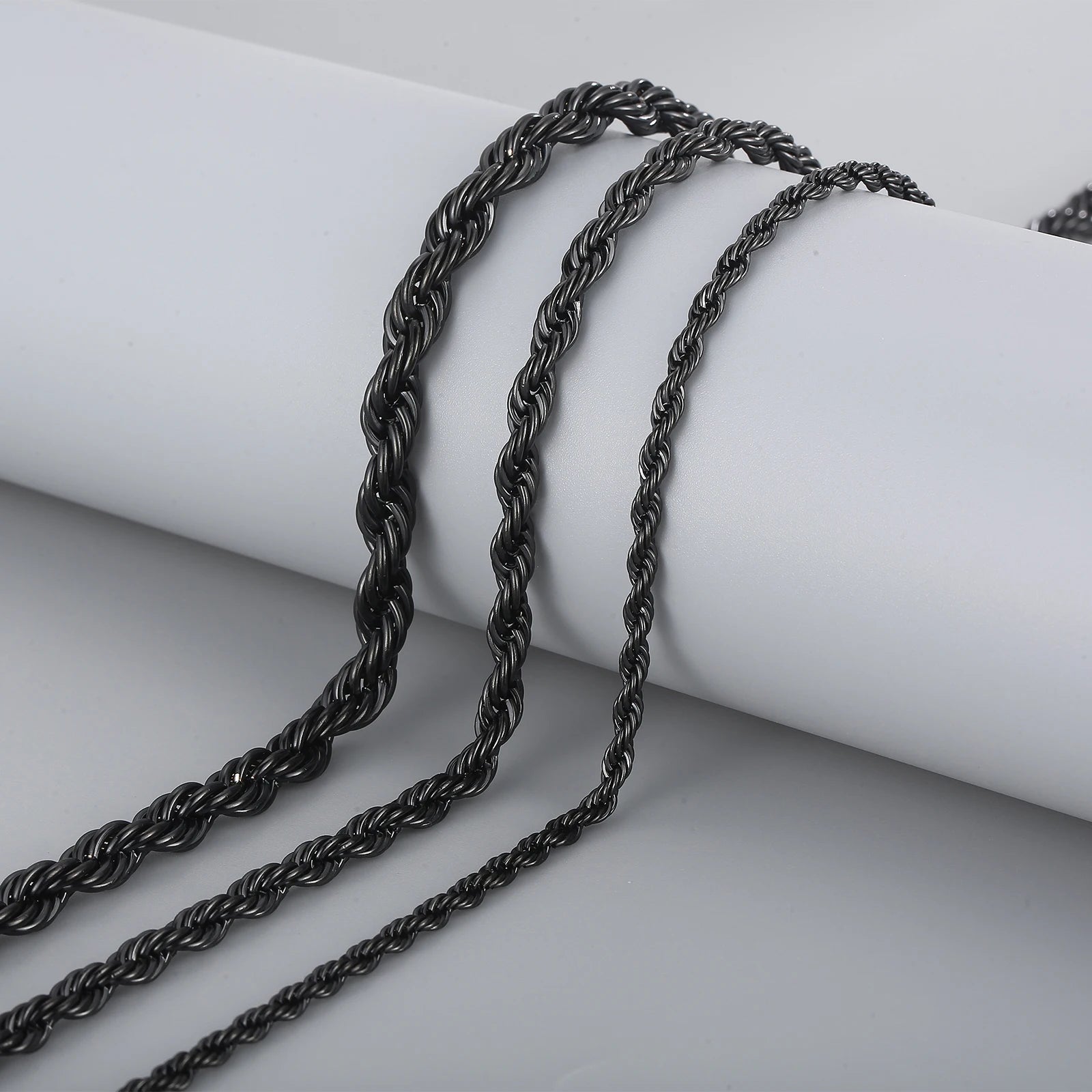 4/6/8mm Width Long Stainless Steel Minimalist Twist Rope Chain Necklace For Men Available in Gold Color Jewelry